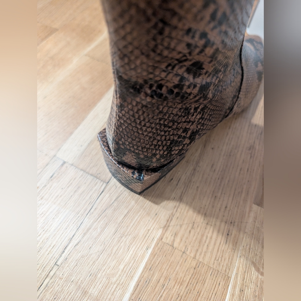 L'INTERVALLE Brown Snakeskin Heeled Boots - Picture 4 of 7